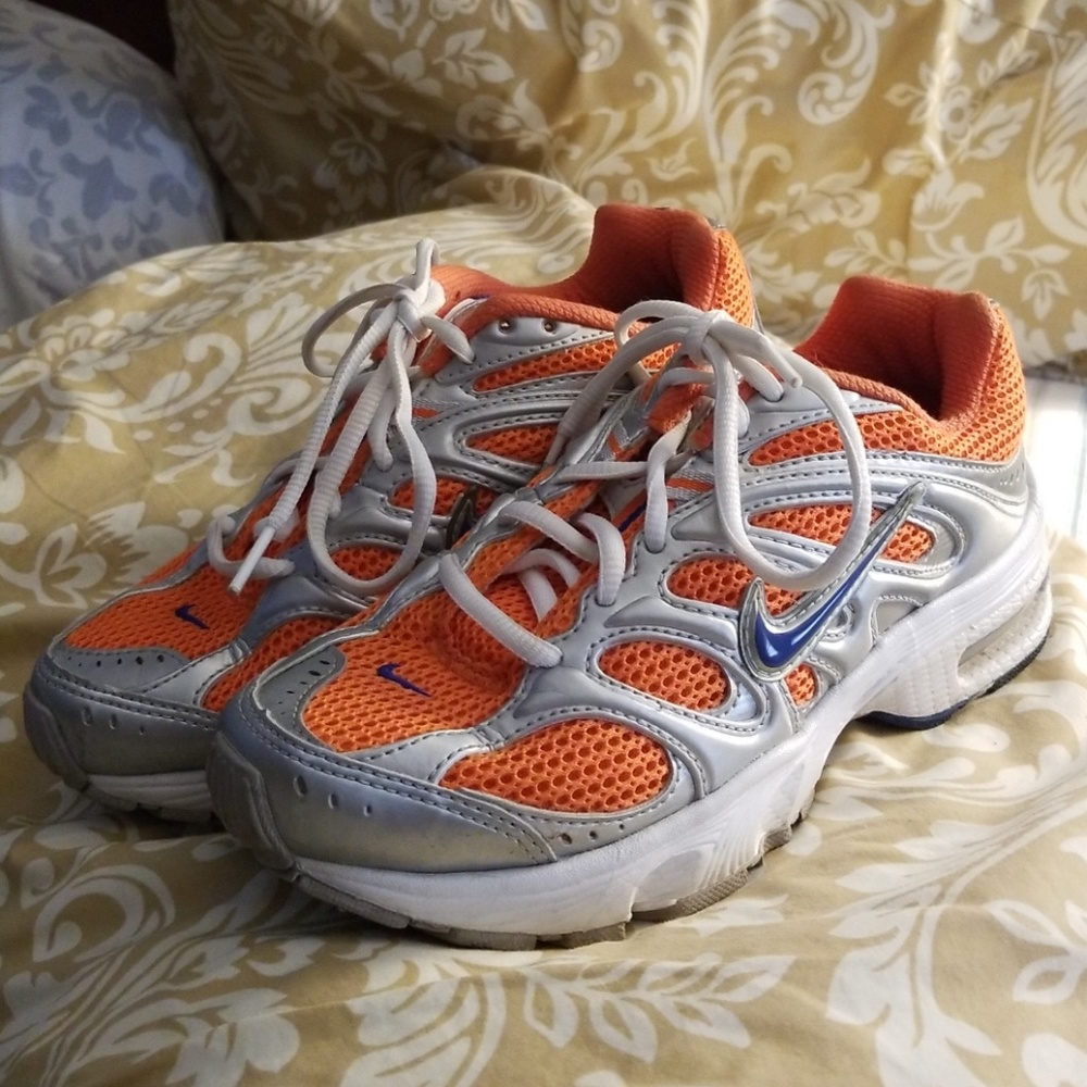 Nike Max, orange, silver and blue